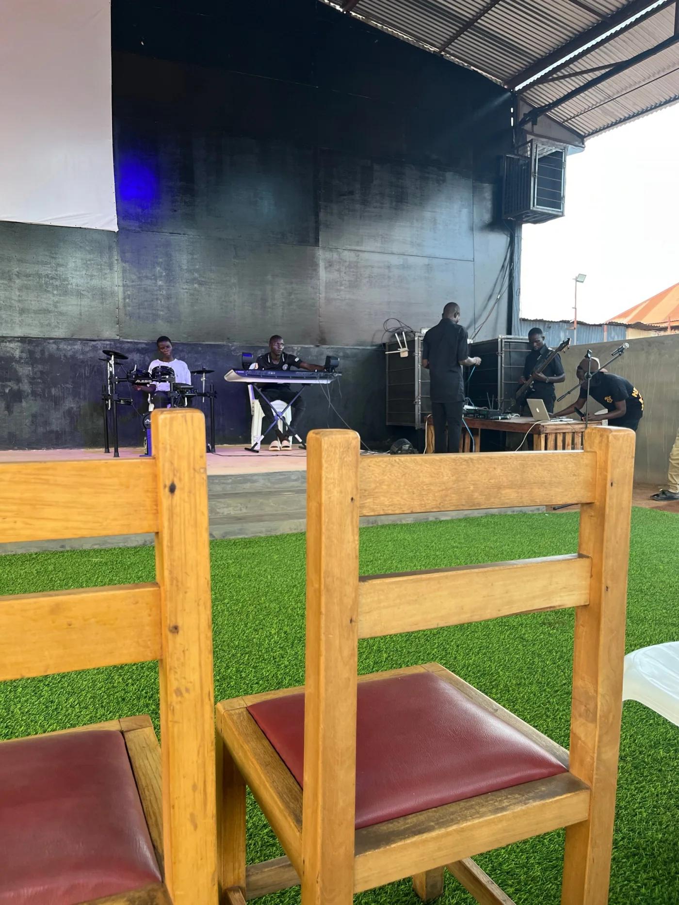 Musicians and the worship team at Kingdom Deliverance Centre Uganda
